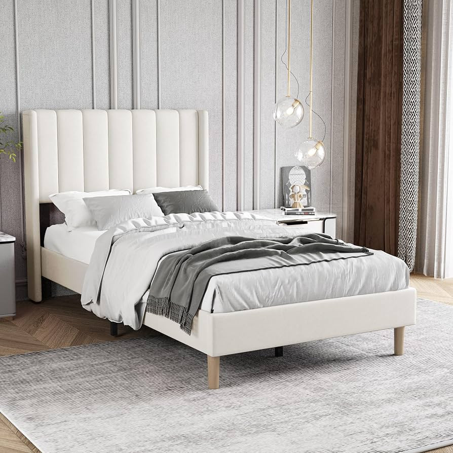 Zoophyter Upholstered Platform Bed Frame Twin Size with Headboard,Strong Wooden Slats Support No ... | Amazon (CA)