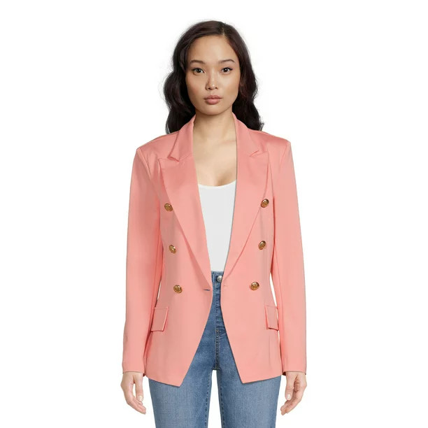 Attitude Unknown Women's Metallic Button Blazer | Walmart (US)