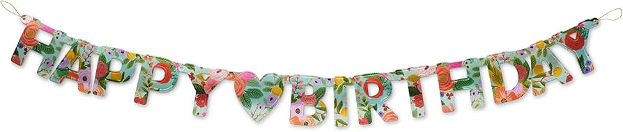 RIFLE PAPER CO. Happy Birthday Banner (52" L x 4.375" H, Decoration for Events, Celebrations, Hol... | Amazon (US)