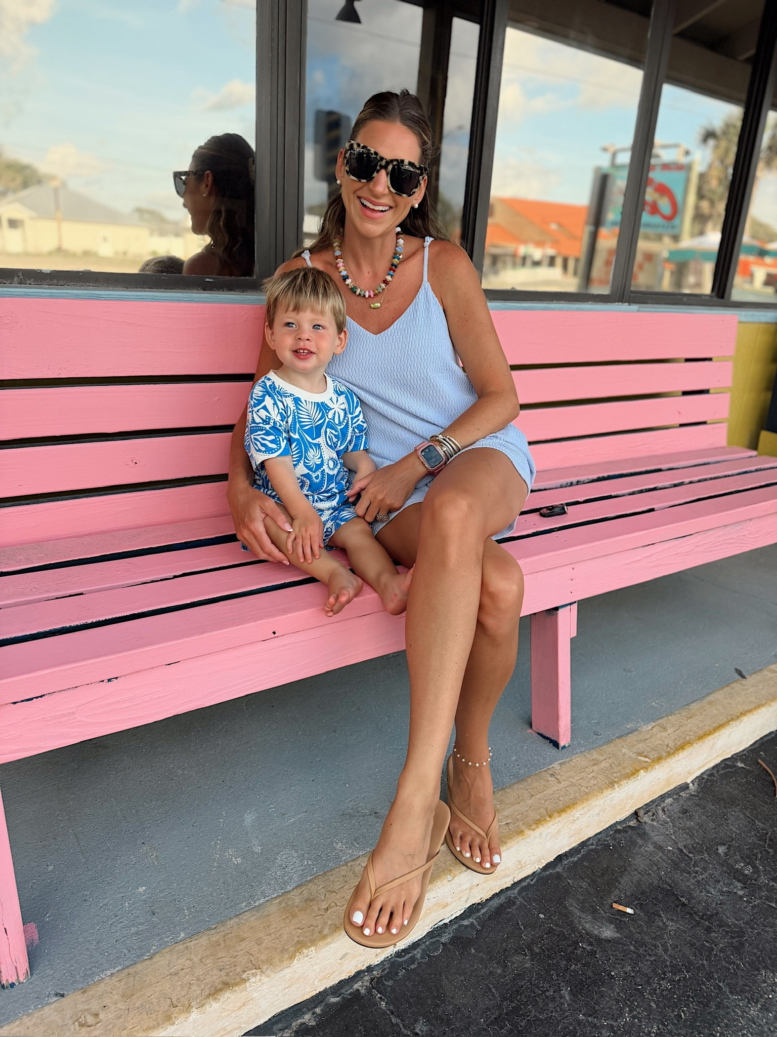 Beach vacation ootds! I’m in a small set, necklaces, sunglasses, sandals and accessories - fits tts. Storms set is Walmart!

#LTKootd #LTKSeasonal #LTKKids