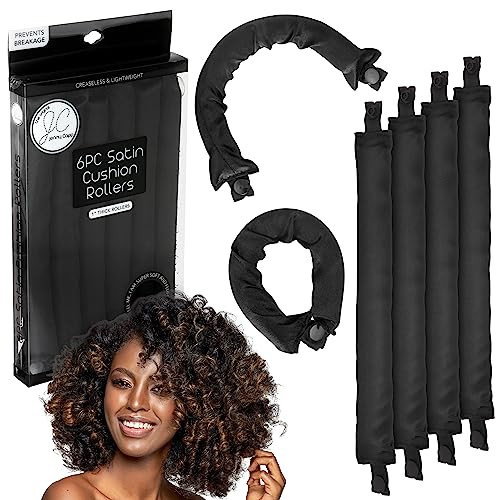 Jenny Capp 6pc Satin Cushion Hair Rollers 1" Thick - Super Soft Accessories for Women, Promote Healthy Curls & Prevent Breakage for Natural Hair | Amazon (US)