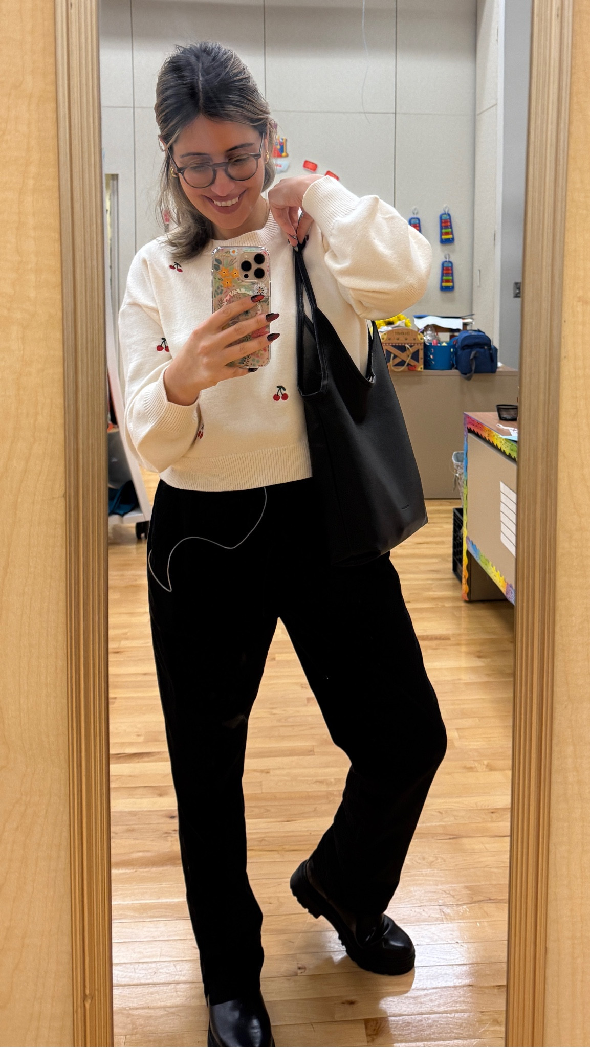 Nothing like having a cute sweater and pant outfit for the first day back to work 🍒 and my Anthropology dupe slouch bag 👜 from Amazon and boots from Target.

#LTKItBag #LTKSeasonal #LTKWatchNow