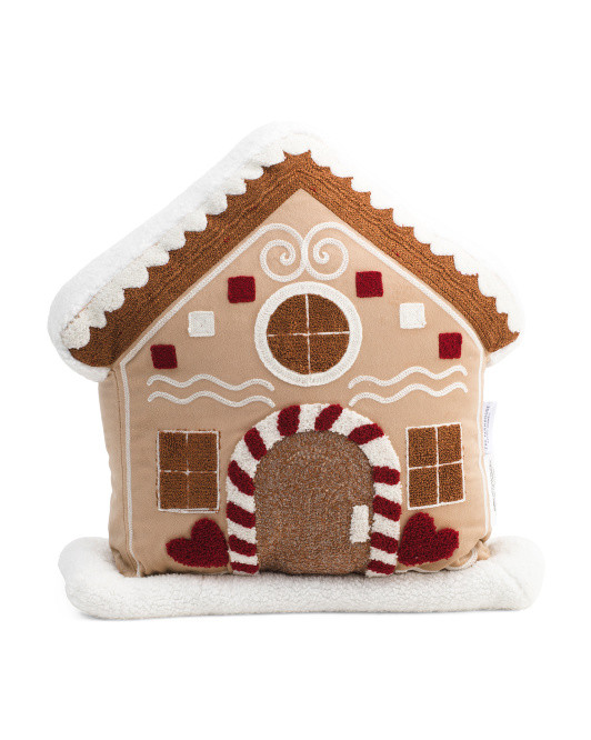 Embroidered Gingerbread House Pillow | TJ Maxx