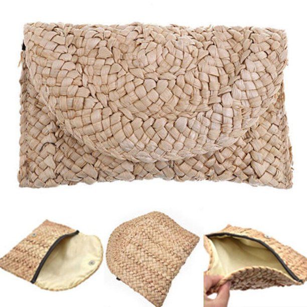 Fashion Handmade Rattan Woven Handbag Straw Knitted Messenger Bag Bohemian - Walmart.com | Walmart (US)