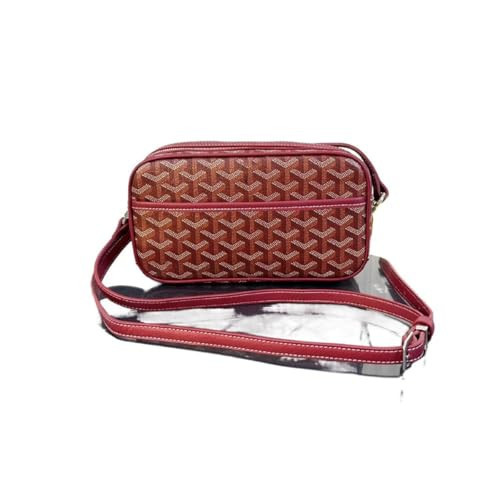 Unisex Full-Grain Leather Crossbody Bag, Vintage Shoulder Handbag with Cotton-Linen Lining, Gift for Birthday Christmas (Red) | Amazon (US)