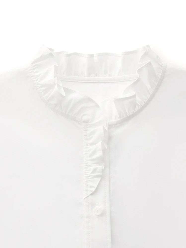 Cotton Ruffle Collar Women Shirt | GOELIA