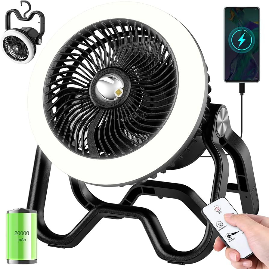 Camping Fan Rechargeable Camping Lantern-40Hrs,20000mAh Cordless Battery Operated Oscillating Fan... | Amazon (US)