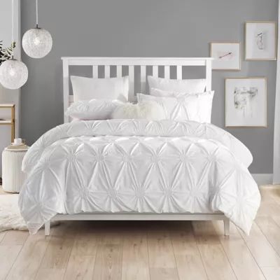 Swift Home Floral Pintuck 3-Piece King/California King Duvet Cover Set in White | Bed Bath & Beyond