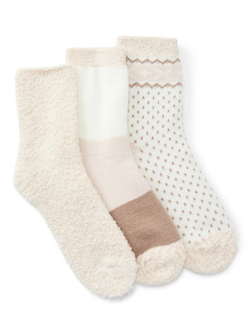 Joyspun Women's Double Layer Crew Lounge Socks, 3-Pack, Fits Shoe Sizes 4-10 | Walmart (US)