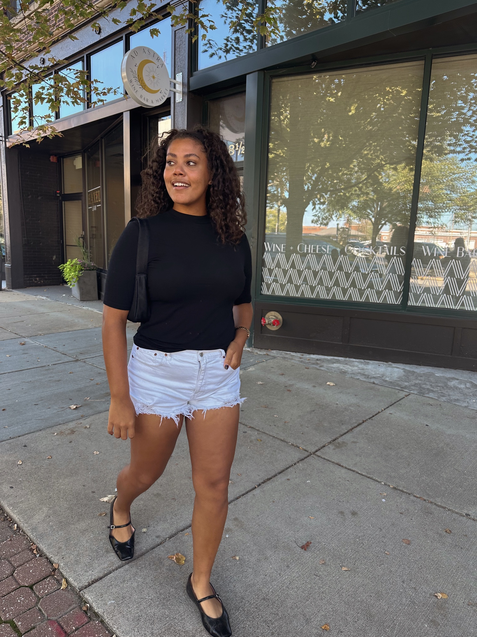 Neutral style fall outfit. Ballet flats with denim shorts. 

#LTKstyletip