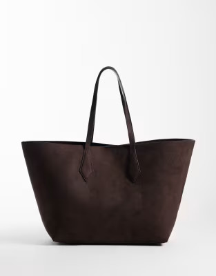 Threadbare faux suede shopper bag in chocolate | ASOS (Global)
