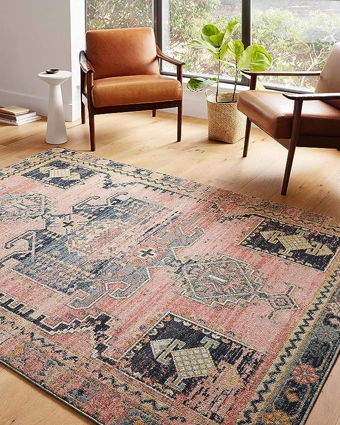 Loloi II Jocelyn Collection JOC-06 Rose/Rose 5'-5" x 7'-6" Area Rug | Amazon (US)