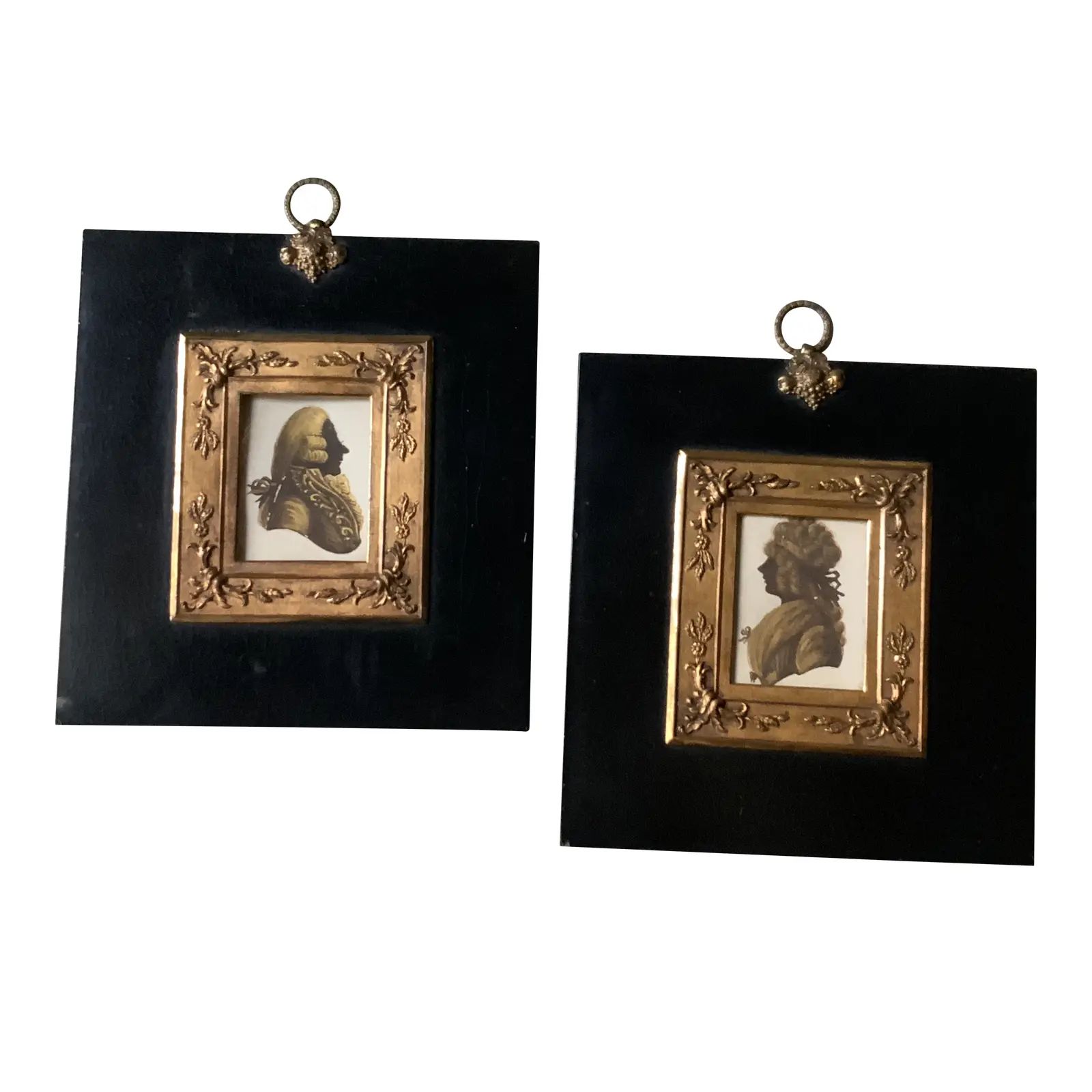 Early 19th Century English School Silhouette Oil Paintings, Framed - a Pair | Chairish