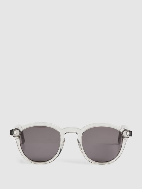 Reiss Grey Nelson Monokel Eyewear Round Sunglasses | Reiss UK