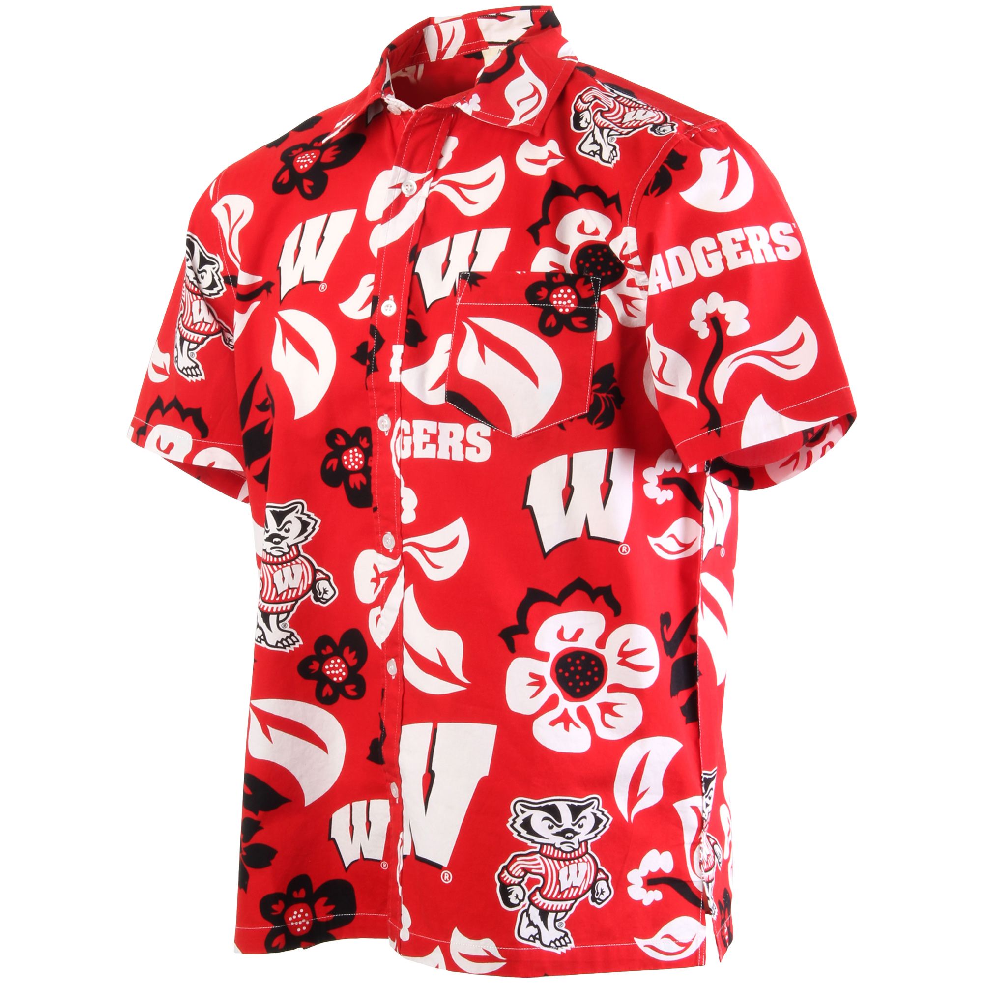Men's Wes & Willy Red Wisconsin Badgers Floral Button-Up Shirt | Fanatics