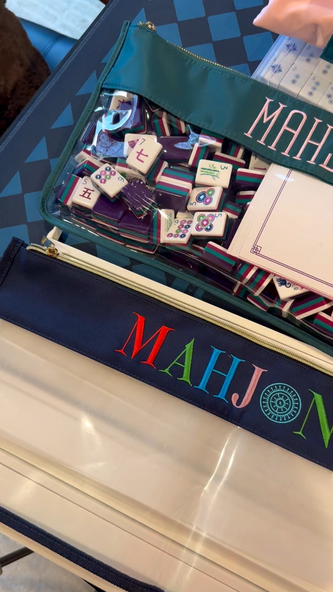 Amazon Tile Bag dupe. Not the same materials at all, and the quality is significantly different but it is a decent quality for the price point. Pair with OMM Drake, Gatsby, Heritage, Nantucket or any Mahjong Co., tile set. 
Use code PINKLOTUS for 10% off on ohmymahjong.com or mahjongco.com (all sales final) or you can shop Amazons stock of select Mahjong’s Co tiles linked below. 
#mahjong
#mahjongtiles
#mahjongsets
#mahjongtilebag

#LTKValentine #LTKHome #LTKSeasonal