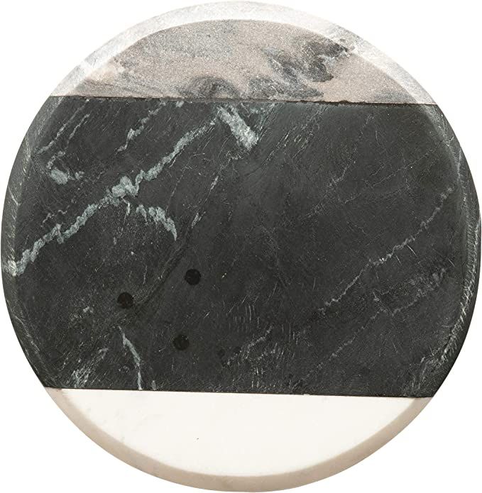 Creative Co-Op Round Marble Cheese, Grey, Black & White Cutting Board, 10" | Amazon (US)