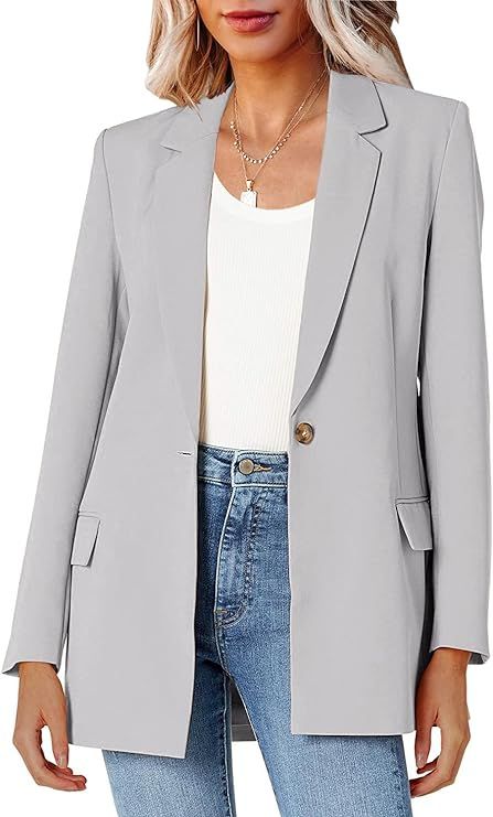 Womens Casual Blazers Long Sleeve Lapel Button Up Slim Work Office Blazers Jackets for Women | Amazon (US)