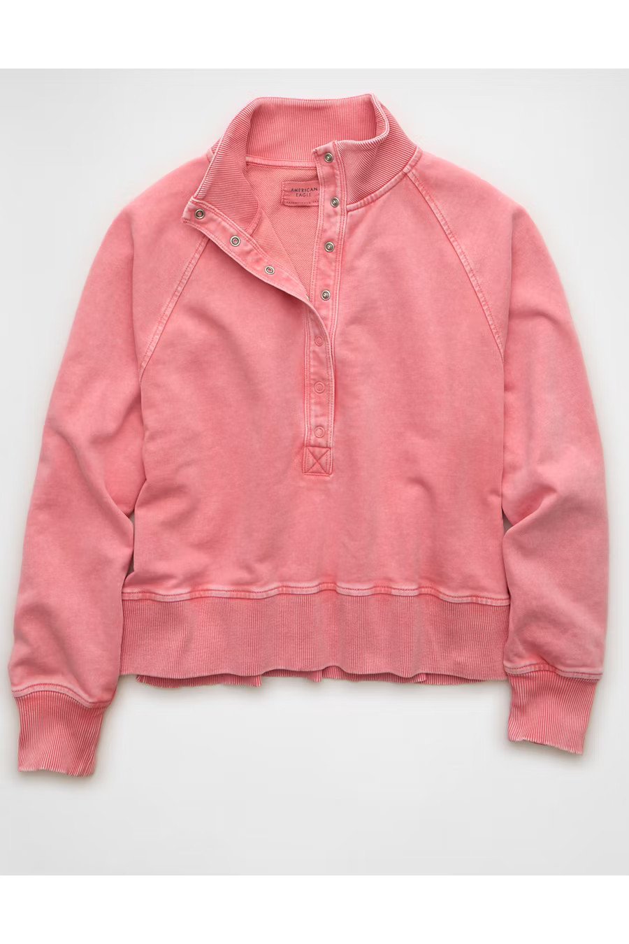 AE Big Hug Fleece Henley Sweatshirt Women's Coral XXS | American Eagle Outfitters (US & CA)