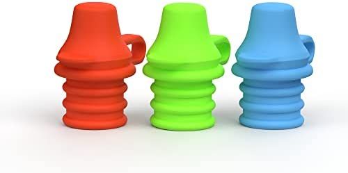 KiddiKap- No Spill Silicone Bottle Top Spout 3 Pack Bundle (Red, Blue, Green) BPA Free | Amazon (US)