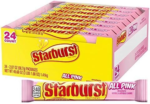 Amazon.com : STARBURST All Pink Fruit Chews Candy Bulk Pack, 2.07 oz (Pack of 24) : Grocery & Gou... | Amazon (US)