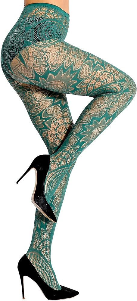 HONENNA Patterned Fishnets Tights, Black Pantyhose Stockings | Amazon (US)