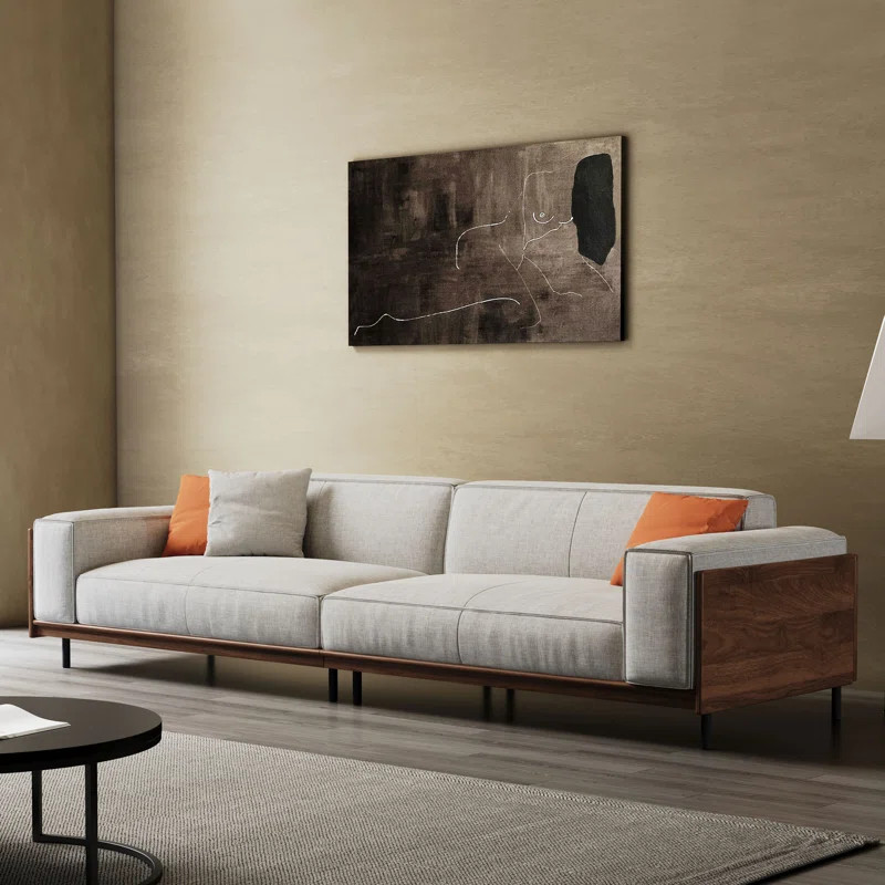 Latitude Run® Nyair 111.8'' Square Arms  Compliant Sofa，Solid Wood Frame Couch & Reviews | Way... | Wayfair North America