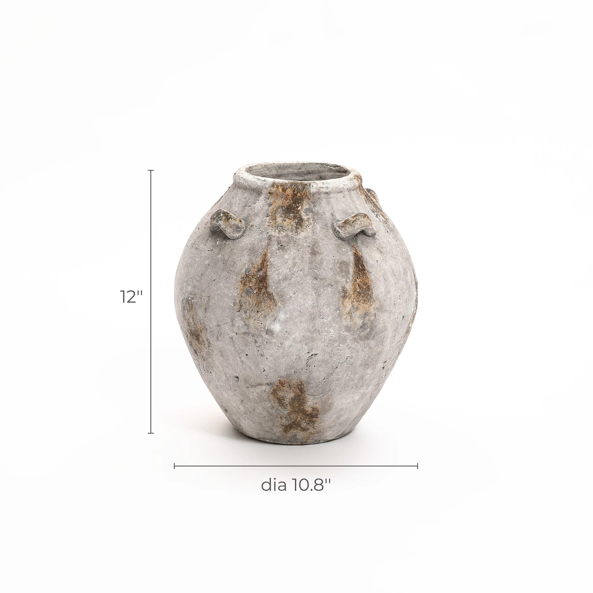 Mottled Brown and White Terracotta 12-Inch Tall Indoor and Outdoor Jug Vase with Handles | Wayfair North America