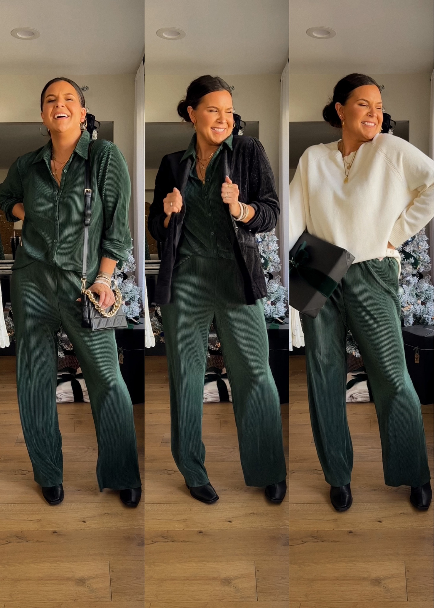 $35 Walmart Crinkle Lounge Set styled multiple ways. I got my true size large. 
@walmart 
#walmart #walmartpartner #liketkit #ad @shop.ltk

#LTKstyletip #LTKunder50 #LTKSeasonal