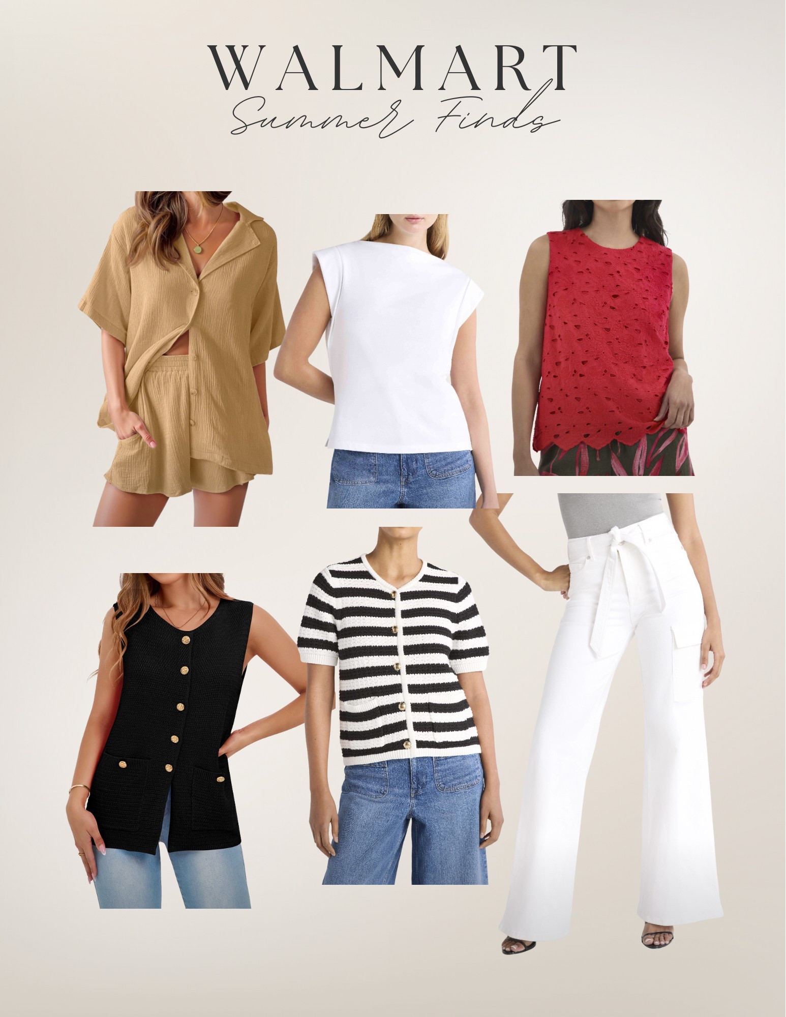 Summer finds from Walmart!

white jeans, summer top, summer set, beach clothes, short sleeve sweater, stripped pattern, vest blouse, work top

#LTKItBag #LTKWorkwear #LTKFindsUnder50