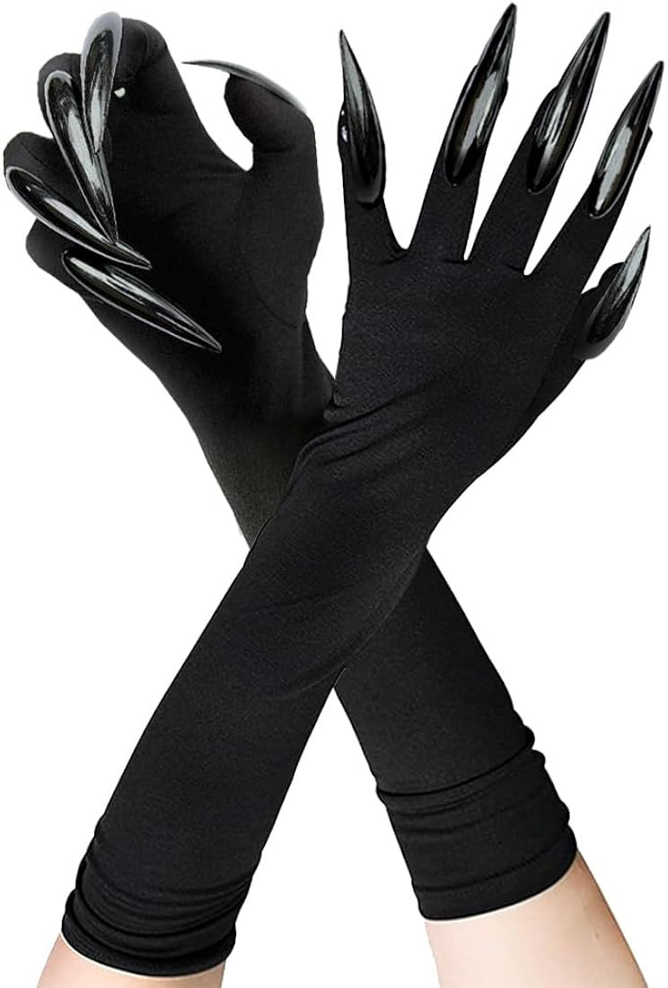 OLYPHAN Cat Claw Gloves Black Costume Accessories for Women - Long Nail/Claw Naughty Animal Glove fo | Amazon (US)