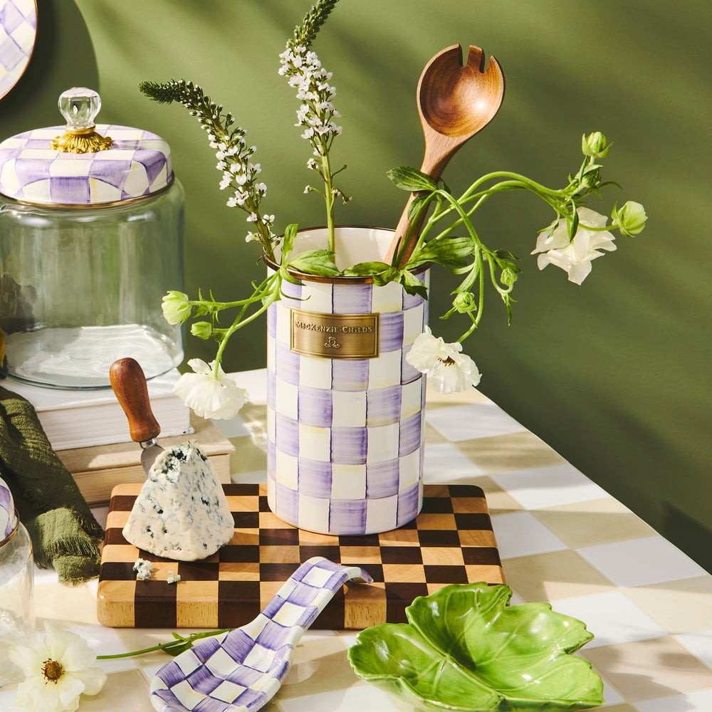 Violet Check Utensil Holder | MacKenzie-Childs