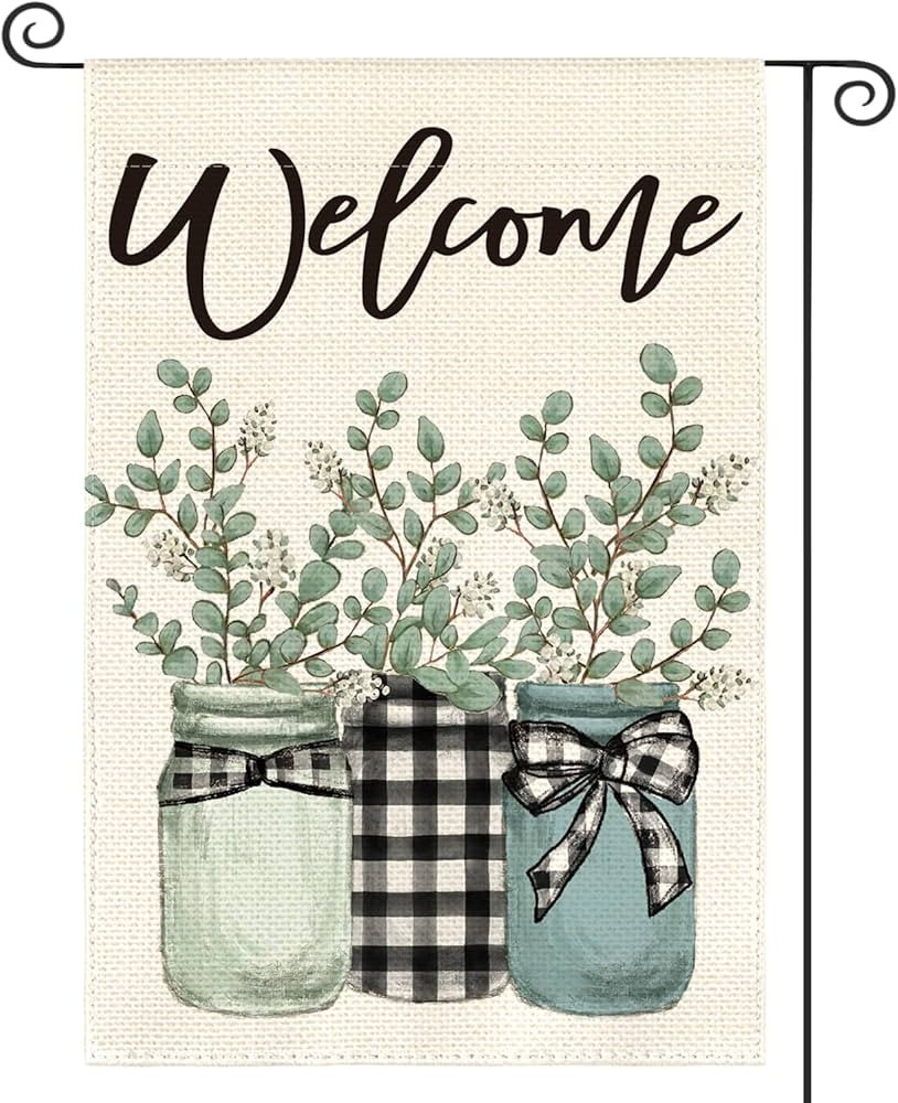 AVOIN colorlife Eucalyptus Mason Jar Spring Summer Garden Flag 12x18 Inch Double Sided Outside, B... | Amazon (US)