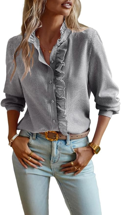 Button Down Shirt, Striped, Long Sleeve | Amazon (US)
