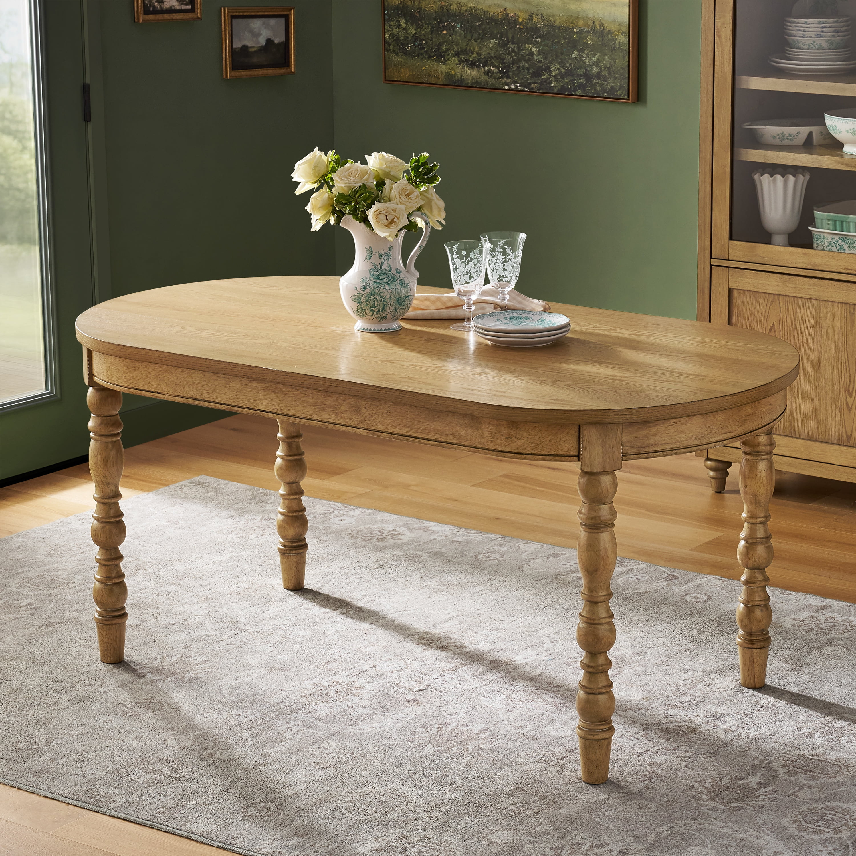 The Pioneer Woman Willa Spindle Solid Wood Dining Table, Heirloom Wheat Finish, Farmhouse Style | Walmart (US)