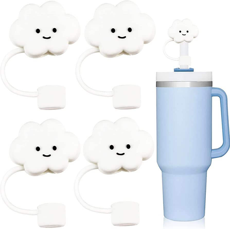 Bubbola 4Pcs Cloud Straw Tip Covers, Dust-Proof Straw Cap Toppers, Reusable Silicone Soft Protect... | Amazon (US)