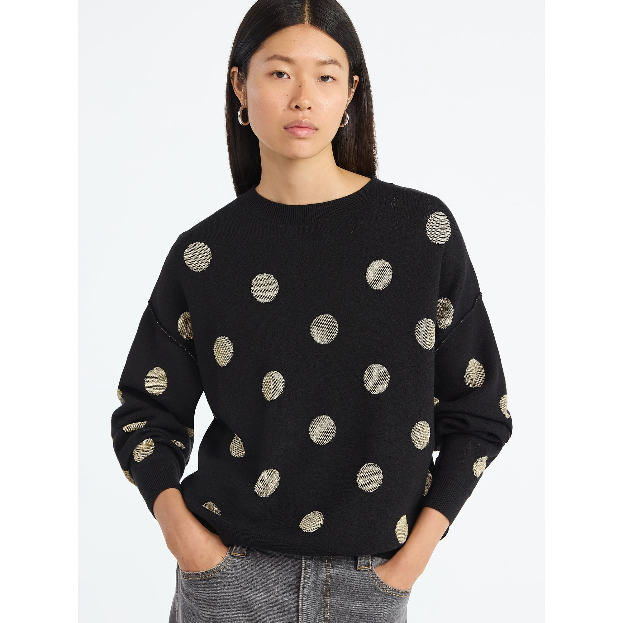 Scoop Women's and Women's Plus Oversized Crewneck Sweater, Lightweight, Sizes XS-4X | Walmart (US)