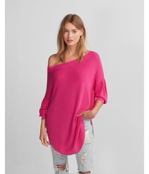 Express Womens Volume Sleeve Extreme Circle Hem Sweater Pink Women's Xs Pink Xs | Express