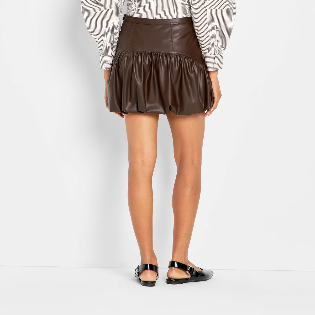 Women's Drop Waist Faux Leather Bubble Mini A-Line Skirt - Future Collective Brown | Target