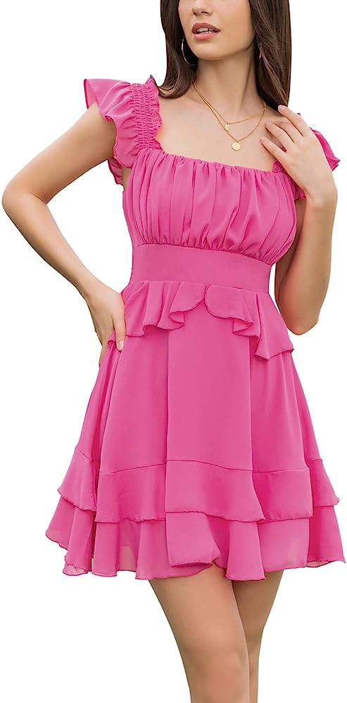 Byinns Women's Hot Pink Dress Pink Wedding Guest Dress Pink Spring Dress Outfit Spring Outfits 2023 | Amazon (US)
