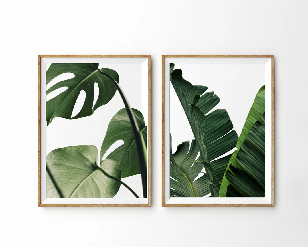 Tropical Leaf Print Set of 2 Prints Monstera Leaf Banana Leaf Print Tropical Decor Botanical Prin... | Etsy (US)
