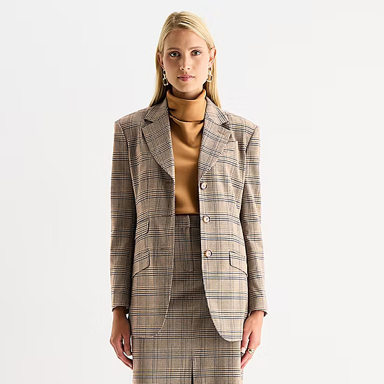 new!Worthington Womens Plaid Regular Fit Blazer | JCPenney