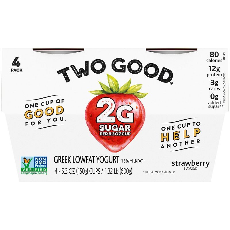 Two Good Low Fat Lower Sugar Strawberry Greek Yogurt - 4ct/5.3oz Cups | Target