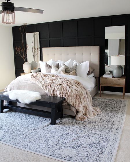 Bedroom furniture, bed, rug, mirror, lamp, ceiling fan, bedroom, bedding, pillow, dresser 

#LTKsalealert #LTKhome #LTKstyletip