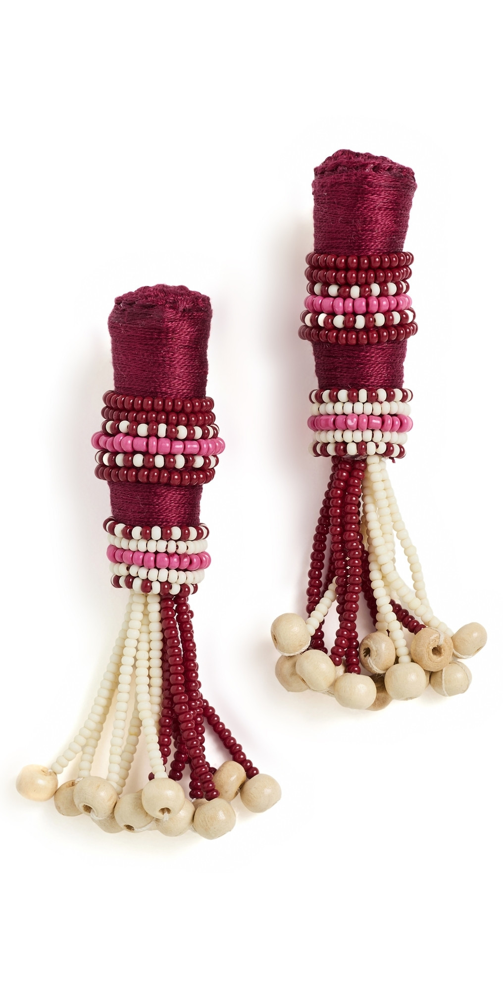 Johanna Ortiz Mosaic Dreams Earrings Dark Cherry/Ecru One Size | Shopbop