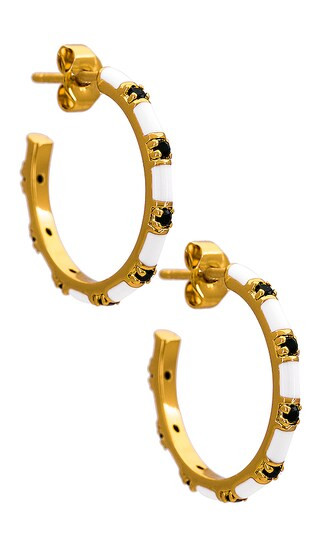 Striped Mini Hoops in White & Black | Revolve Clothing (Global)