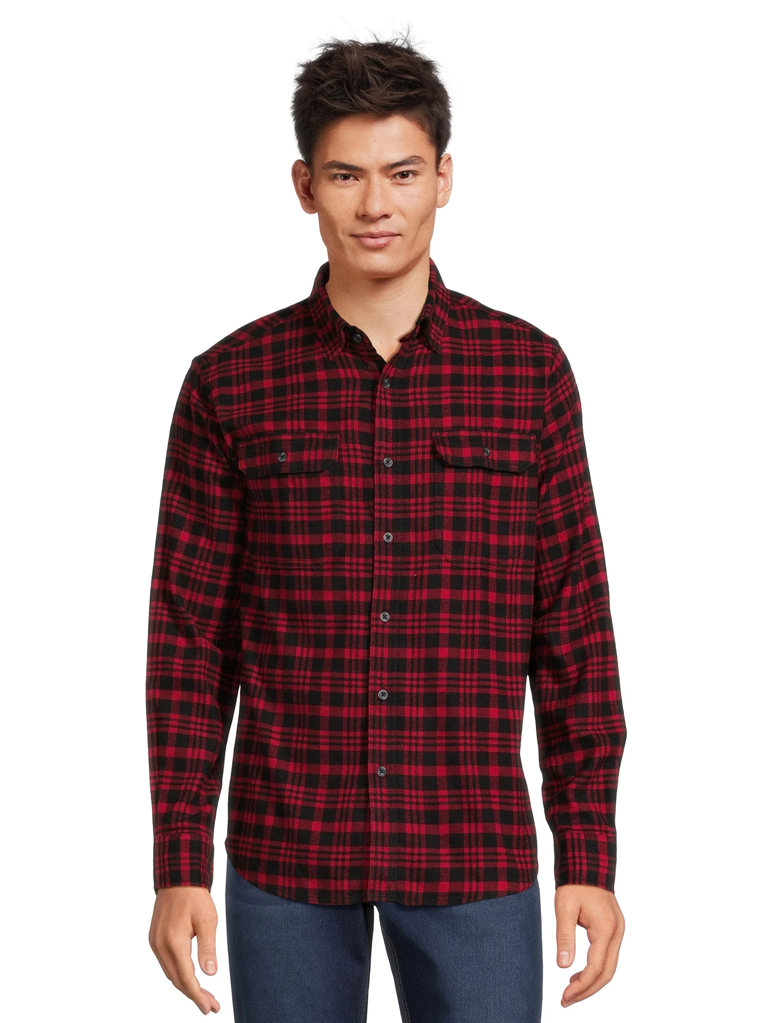 George Men's Long Sleeve Flannel Shirt, Sizes XS-3XLT | Walmart (US)