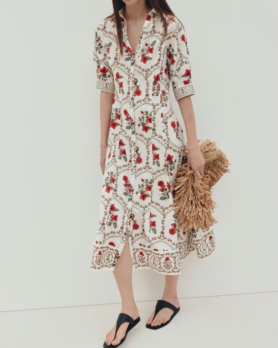 Red floral midi shirt dress

#LTKSeasonal