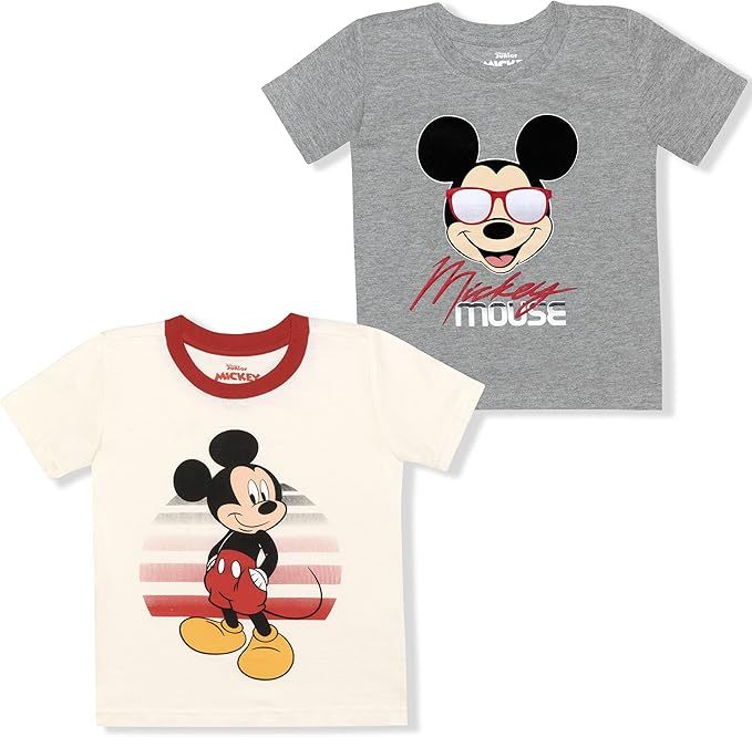 Disney Mickey Mouse Boys’ 2 Pack T-Shirt for Infant and Toddler – Blue/White/Gray | Amazon (US)