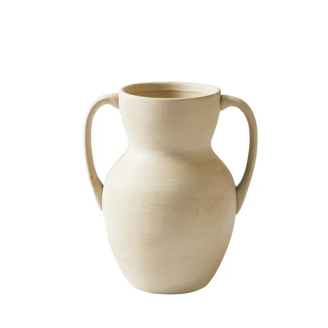 Better Homes & Gardens 8.75" Ceramic Handled Distressed Vase, Taupe - Walmart.com | Walmart (US)
